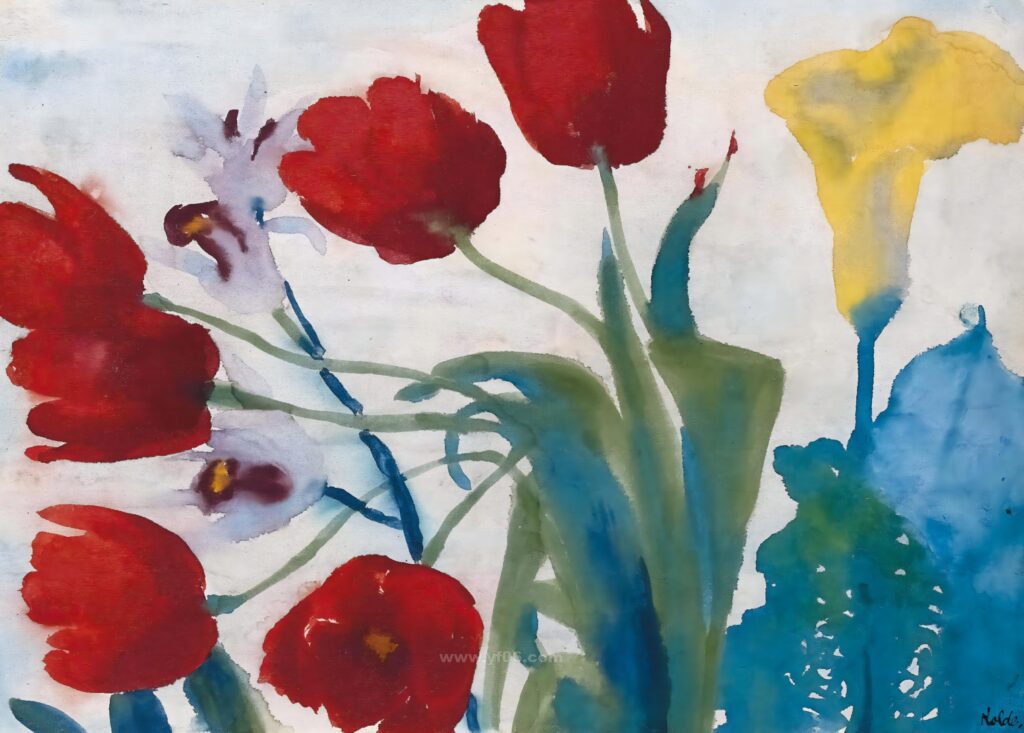 emil_nolde_blumen-aquarell_mit_roten_tulpen_025622