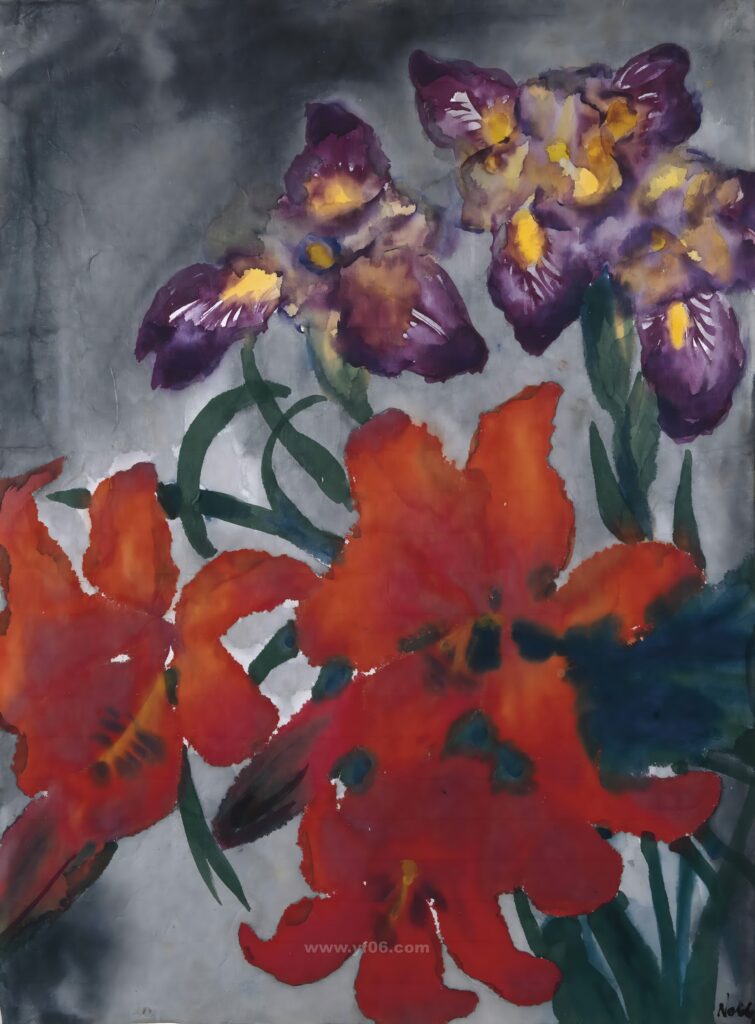 10p埃米尔·诺尔德高清水彩画装饰画素材图下载鲜花二-乙霏美术素材网