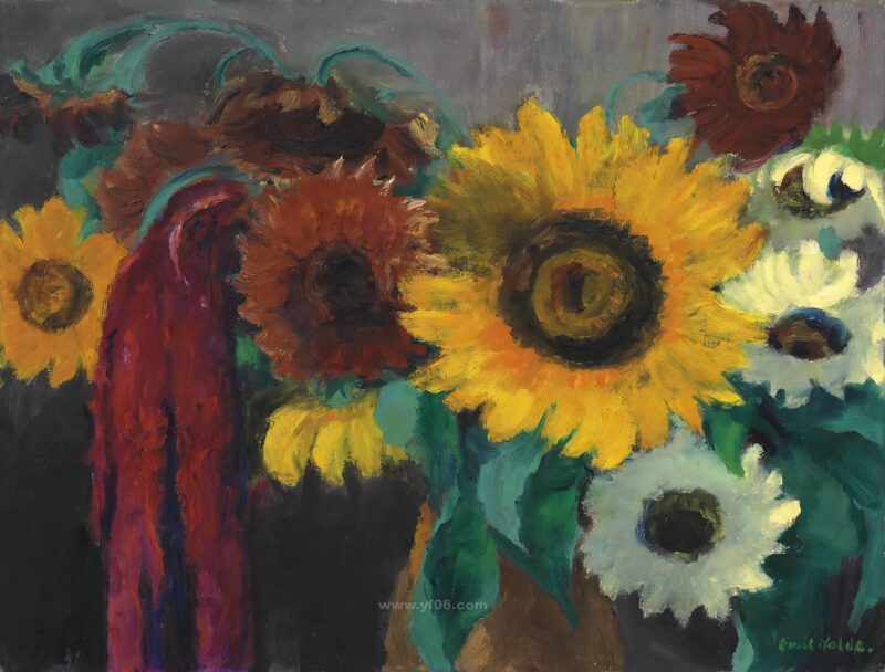 8p埃米尔·诺尔德高清水彩画装饰画素材图下载鲜花三-乙霏美术素材网