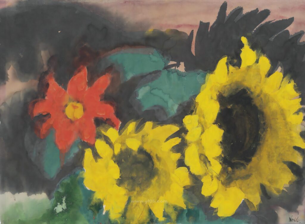 8p埃米尔·诺尔德高清水彩画装饰画素材图下载鲜花三-乙霏美术素材网